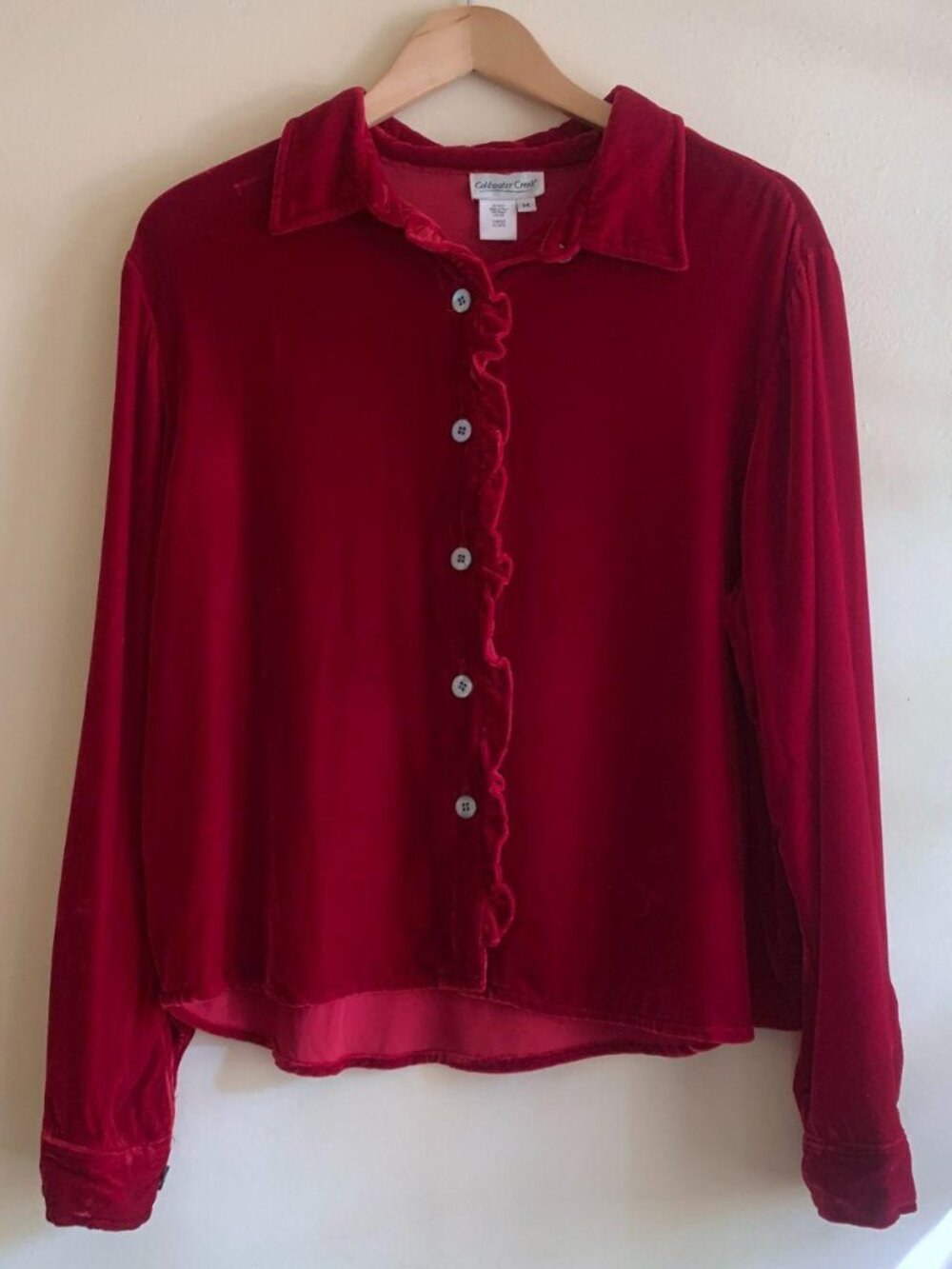 Vintage Ruffle Hem Button Up Shirt by Coldwater Creek Size M